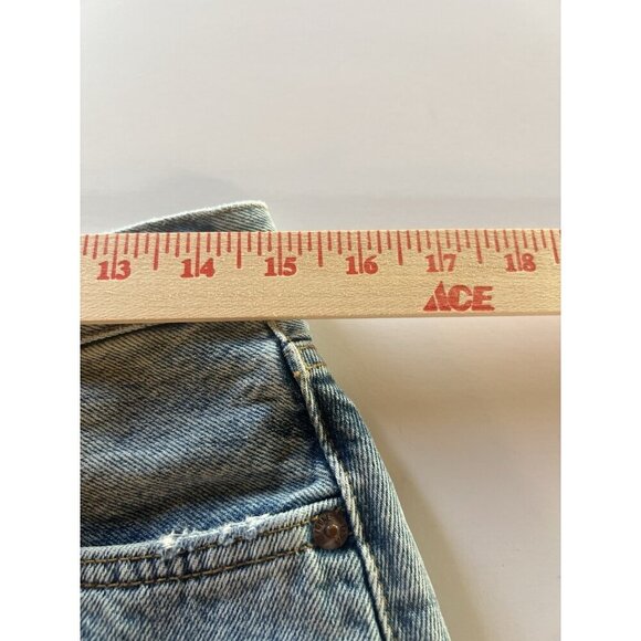 RE/DONE blue denim mini frayed edge cut-off skirt 28 festival western retro - Picture 11 of 12